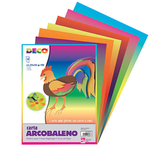 CARTA ARCOBALENO CM.23X33 - CONF. 10 FG. - ASS.