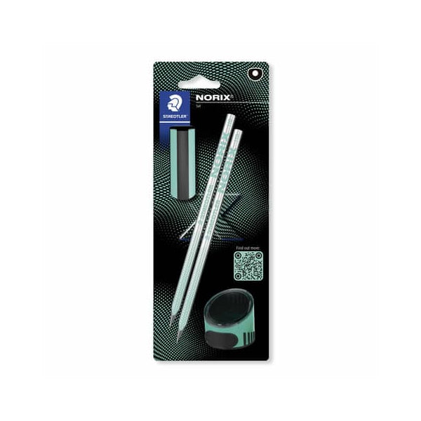 SET NORIX STAEDTLER 2 MATITE, UNA  GOMMA E UN TEMPERINO VERDE