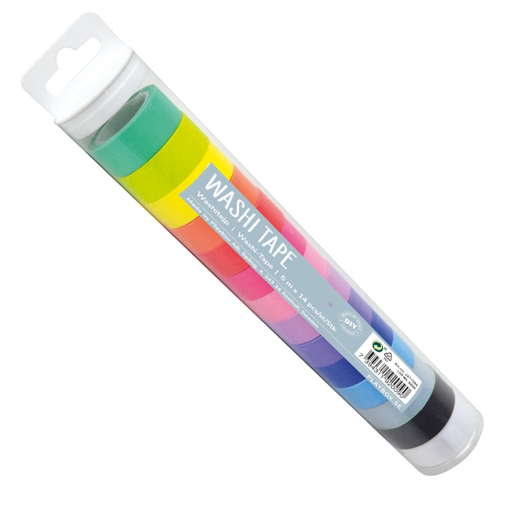 NASTRO WASHI TAPE ROTOLO MT.5 X 15MM - SET PZ. 14 - COL. ASS. Immagine principale del prodotto