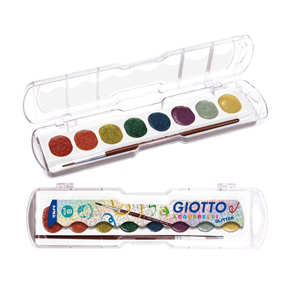 ACQUARELLI GIOTTO GLITTER 8 COLORI + PENNELLO