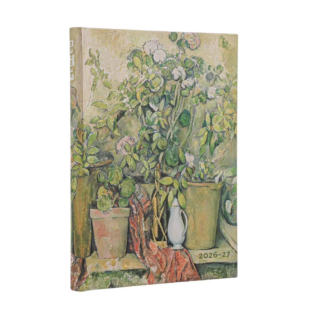 AGENDA MIDI SETTIMANALE ORIZZONTALE 18 MESI 2026/2027 VASI DI TERRACOTTA E FIORI,CEZANNE  PAPERBLANKS Immagine principale del prodotto