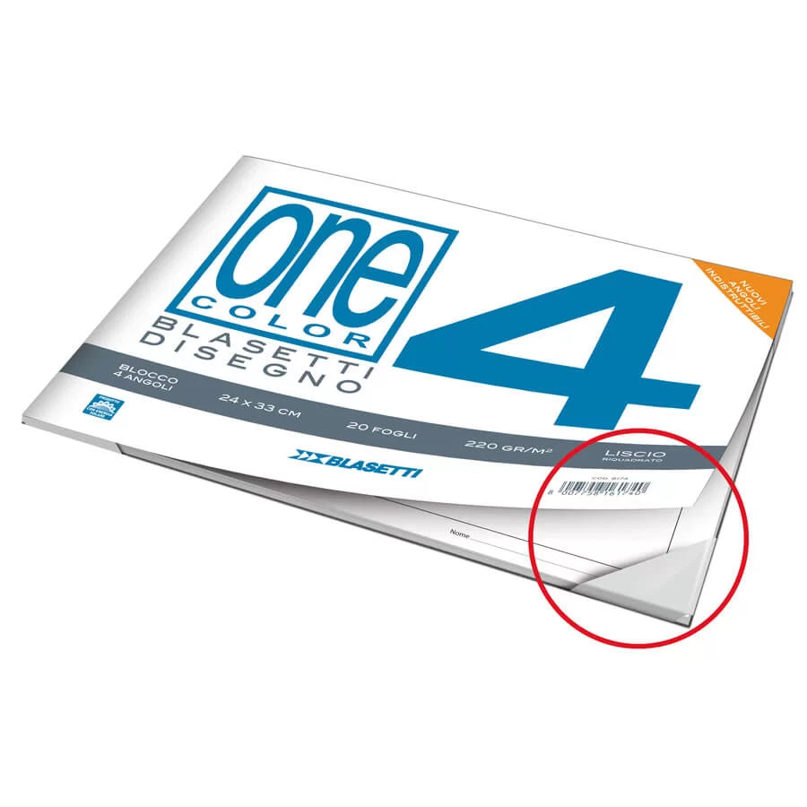Blocco 4 One Color 33X48 Fogli 20 Liscio Squadrato Grammi 220