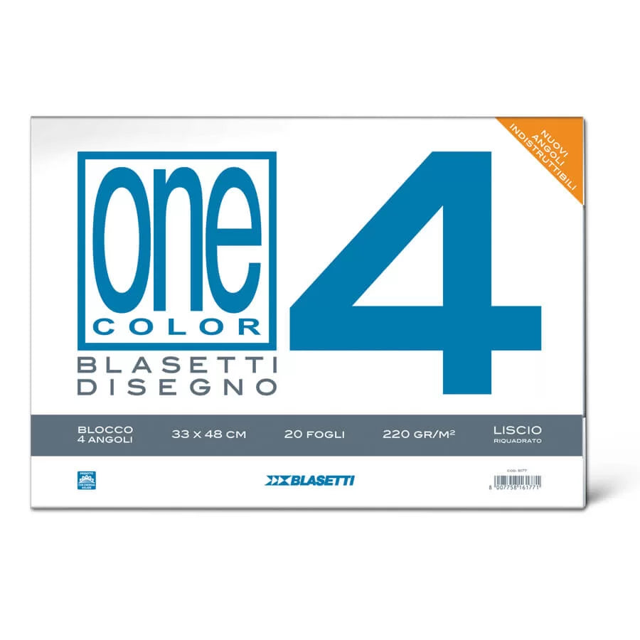 Blocco 4 One Color 33X48 Fogli 20 Liscio Squadrato Grammi 220