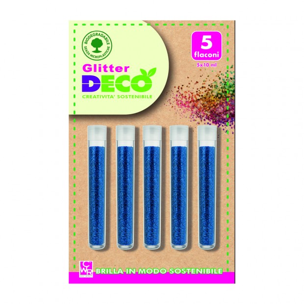 GLITTER BIO GRANA FINE 5 FLACONI ML10 - BLU Immagine principale del prodotto