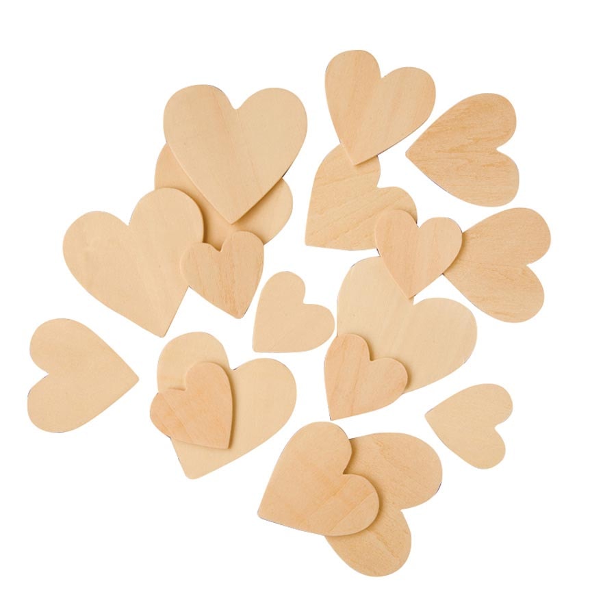 CUORI IN LEGNO MM. 30/40/50 - SET PZ. 100