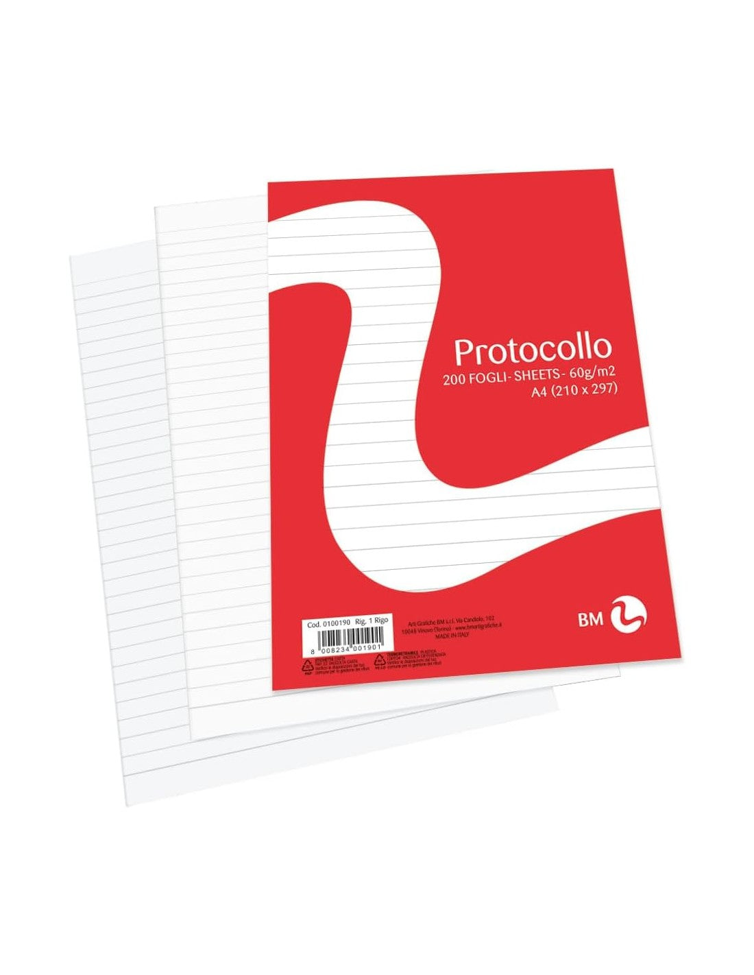 CARTA PROTOCOLLO FG. 200 UN RIGO Immagine principale del prodotto