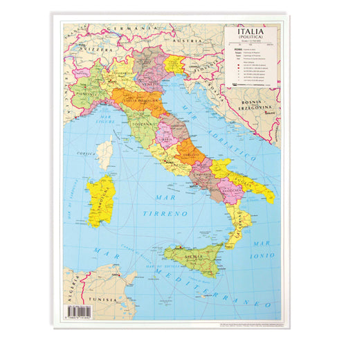 Carta Geografica Da Banco Cm. 29,7X42 - Italia Confezione 10 Pezzi