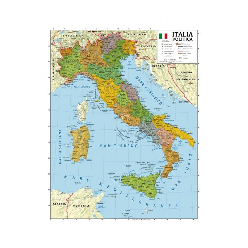 Carta Geografica Da Banco Cm. 21X29,7 - Italia Confezione 10 Pezzi
