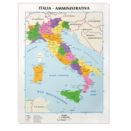 Carta Geografica Da Banco Cm. 21X29,7 - Italia Confezione 10 Pezzi