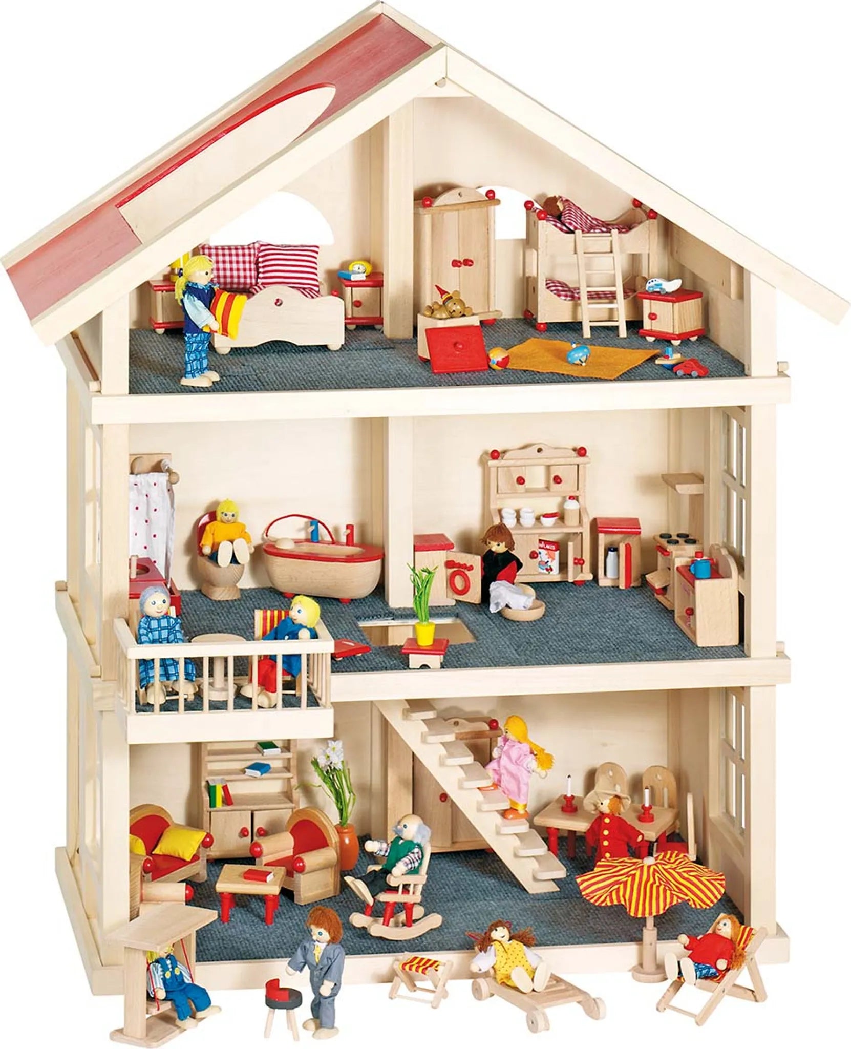 Casa Delle Bambole In Legno Cm 65x35,5x86,3