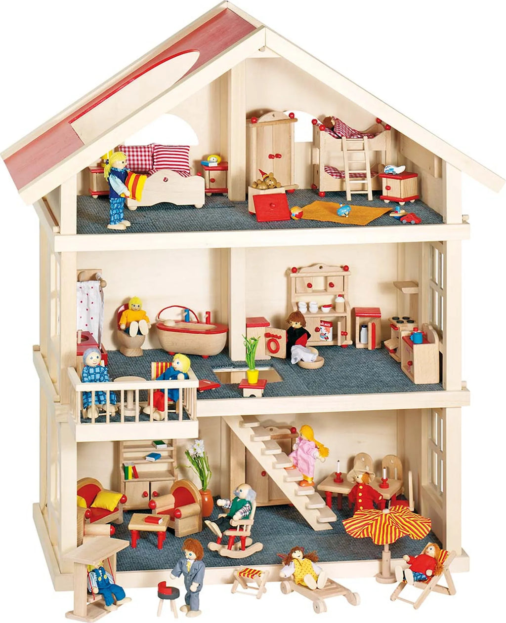 Casa Delle Bambole In Legno Cm 65x35,5x86,3