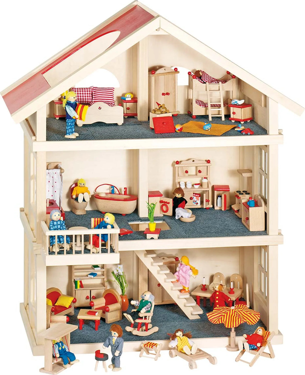 Casa Delle Bambole In Legno Cm 65x35,5x86,3