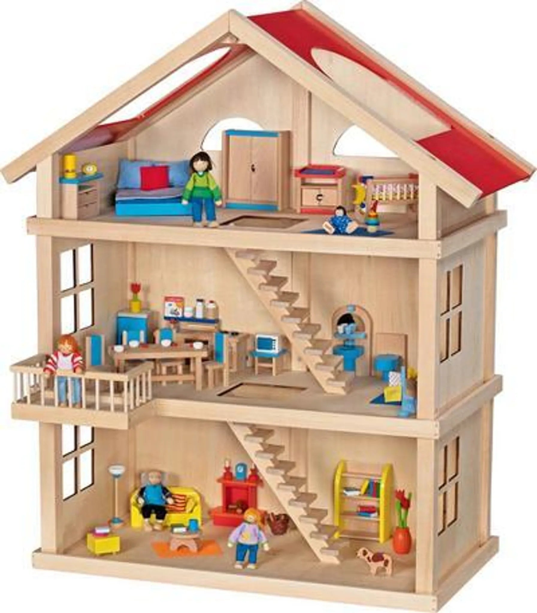 Casa Delle Bambole In Legno Cm 65x35,5x86,3