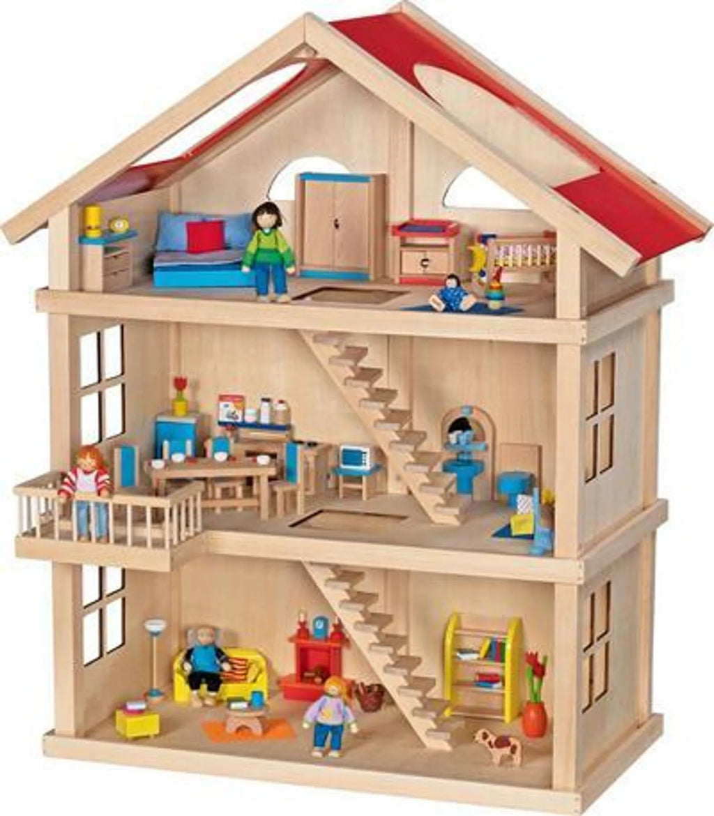 Casa Delle Bambole In Legno Cm 65x35,5x86,3
