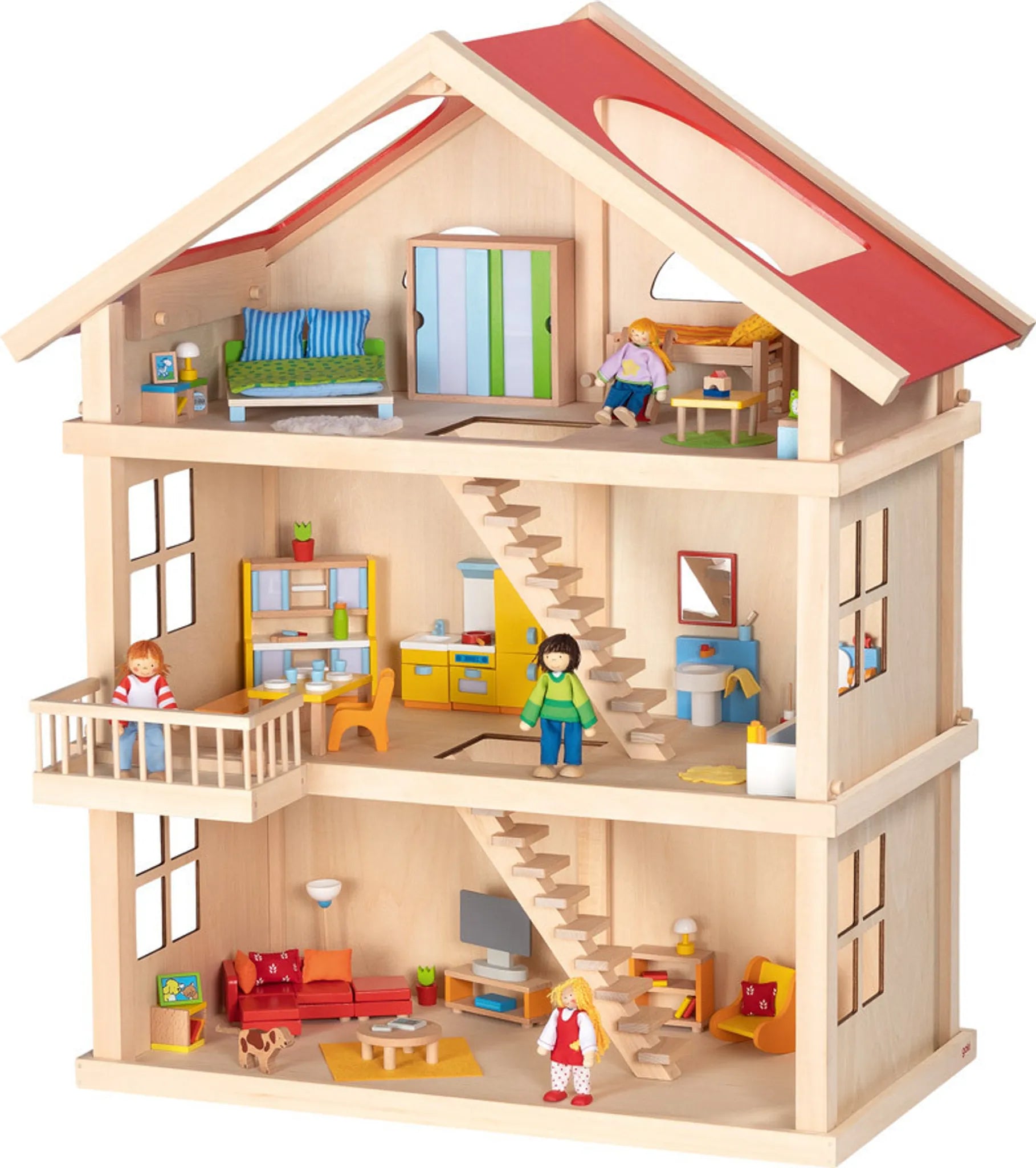 Casa Delle Bambole In Legno Cm 65x35,5x86,3