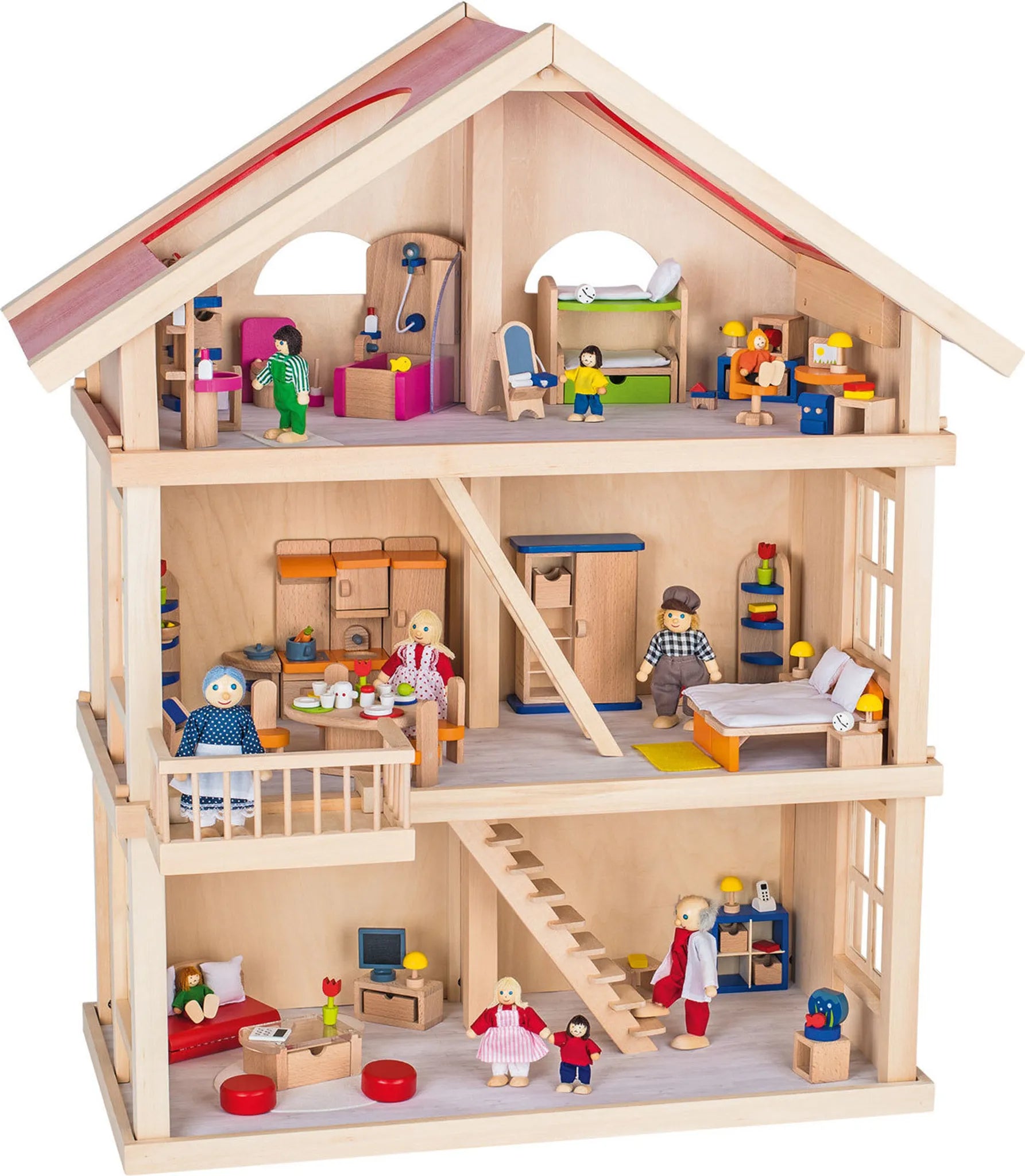 Casa Delle Bambole In Legno Cm 65x35,5x86,3