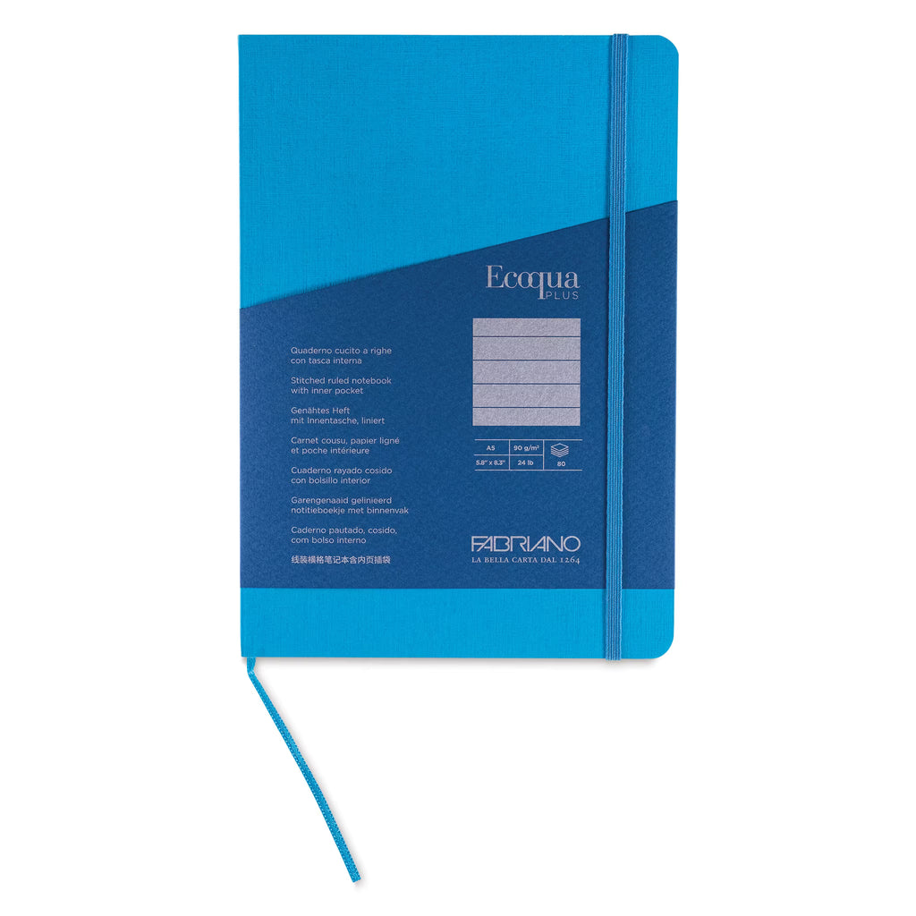 TACCUINO ECOQUA PLUS C/ELASTICO A5 1 RIGO BLU