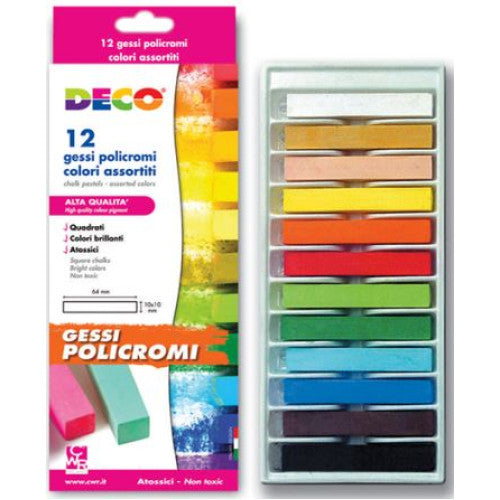 GESSI QUADRATI - SCATOLA 12 PEZZI - COLORI  ASSORT