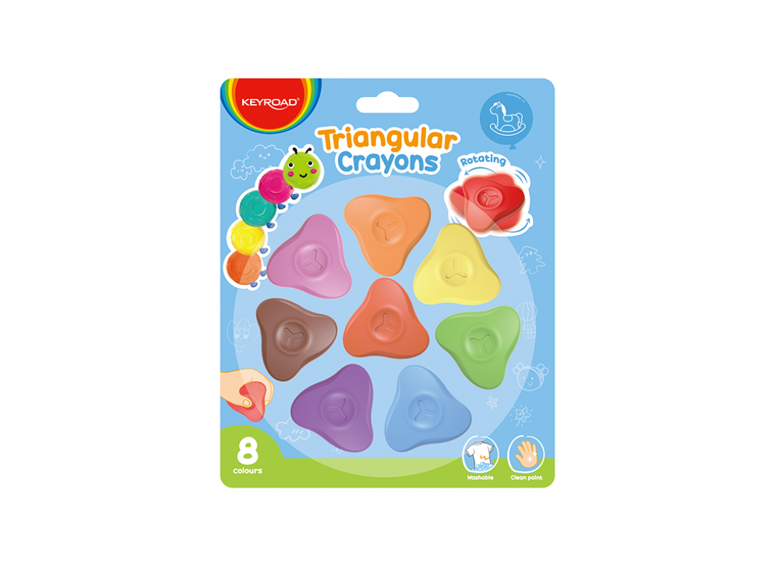 PASTELLI A CERA TRIANGOLARI SET PZ. 8 COLORI ASSOR