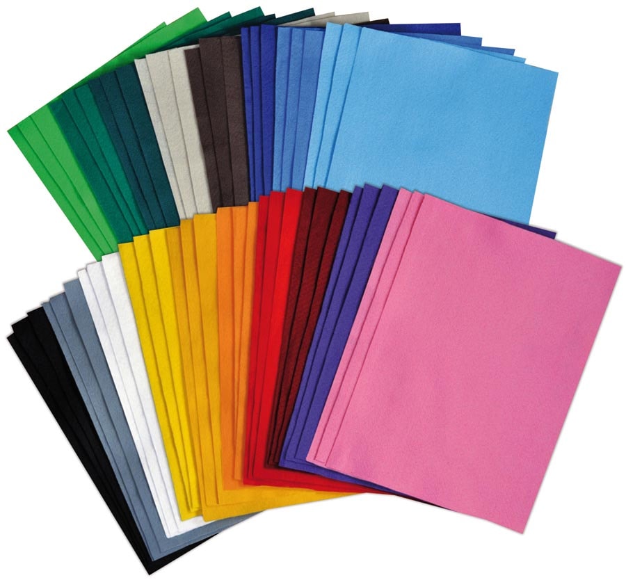FELTRO CM. 20X30 - SET 54 FOGLI - 18 COL