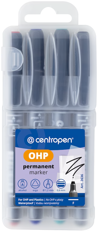 MARKER OHP PUNTA FINE - BUSTA 4 PZ. - COL. ASS. Immagine principale del prodotto