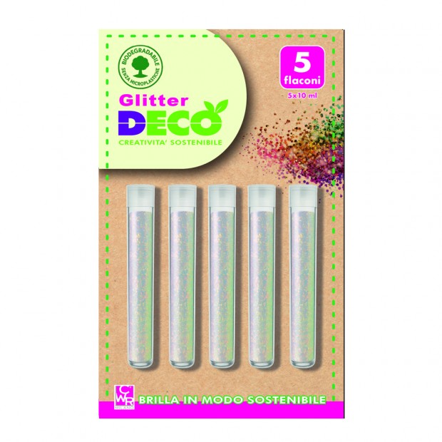 GLITTER BIO GRANA FINE 5 FLACONI ML10 - IRIDESCENTE