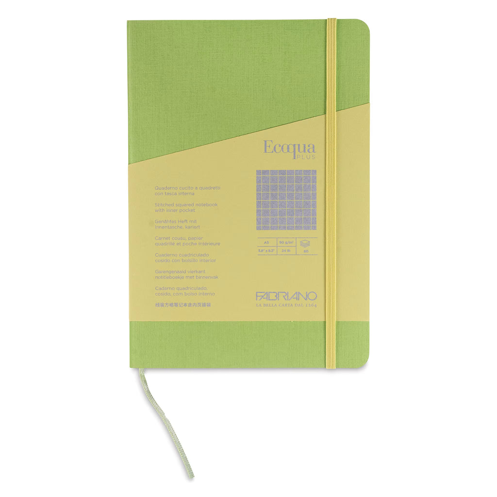 TACCUINO ECOQUA PLUS C/ELASTICO A5 QUADR.5MM LIME