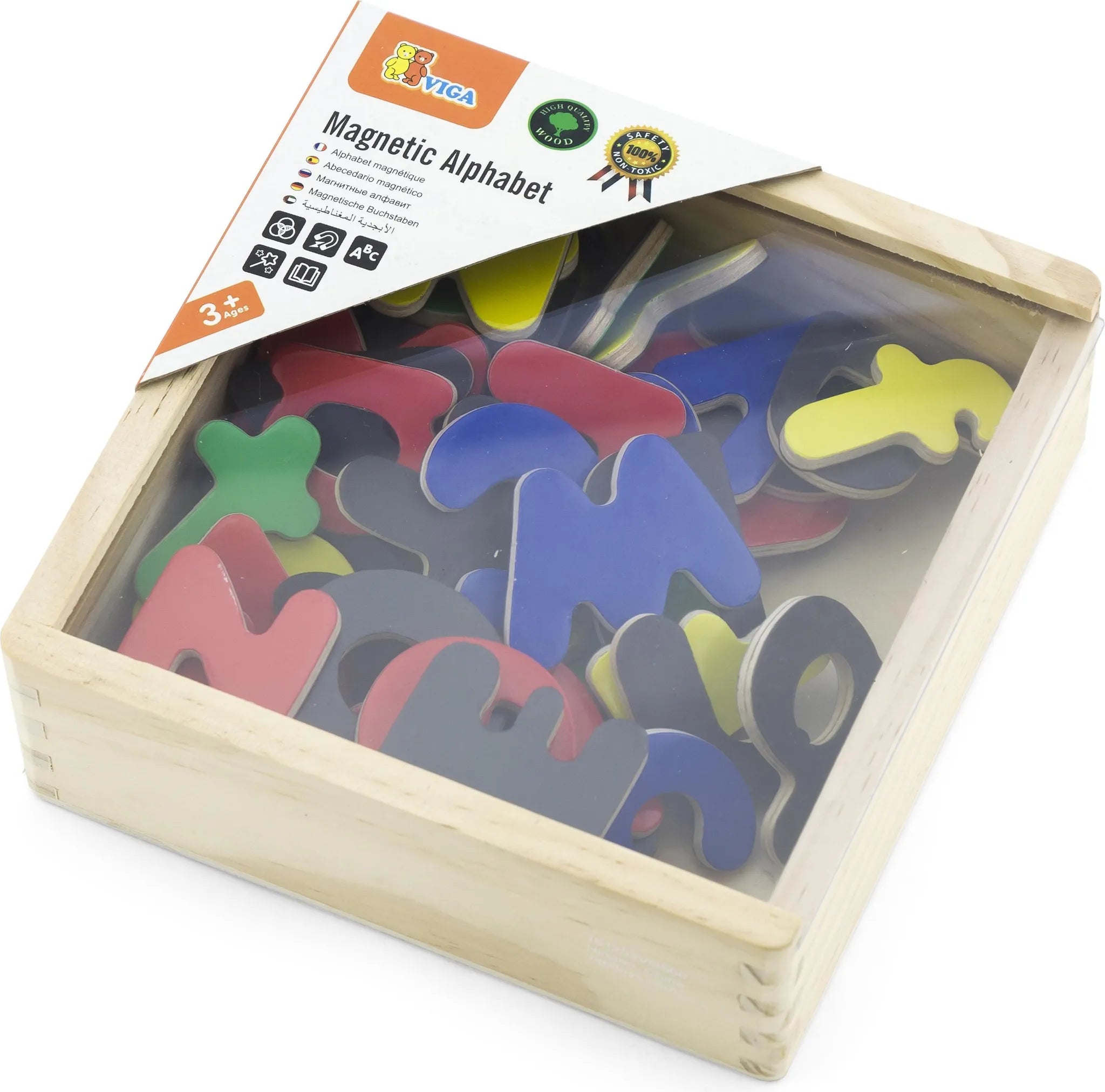 Lettere Magnetiche - Scatola Legno 52 Pezzi