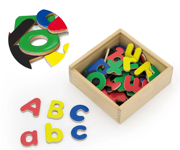 Lettere Magnetiche - Scatola Legno 52 Pezzi