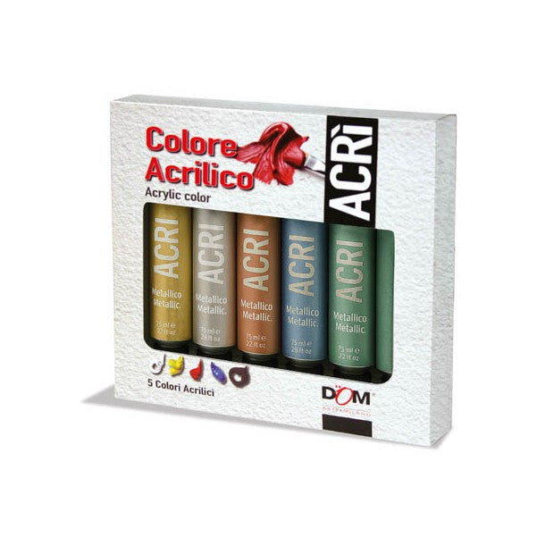 ACRILICO TUBO ML. 100 - SET 5 TUBI COLORI METAL
