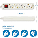 Multipresa 16 A - 5 x Shuko + Interruttore