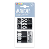 NASTRO WASHI TAPE ROTOLO MT.3 X 15MM - SET PZ. 6 BIANCO/NERO