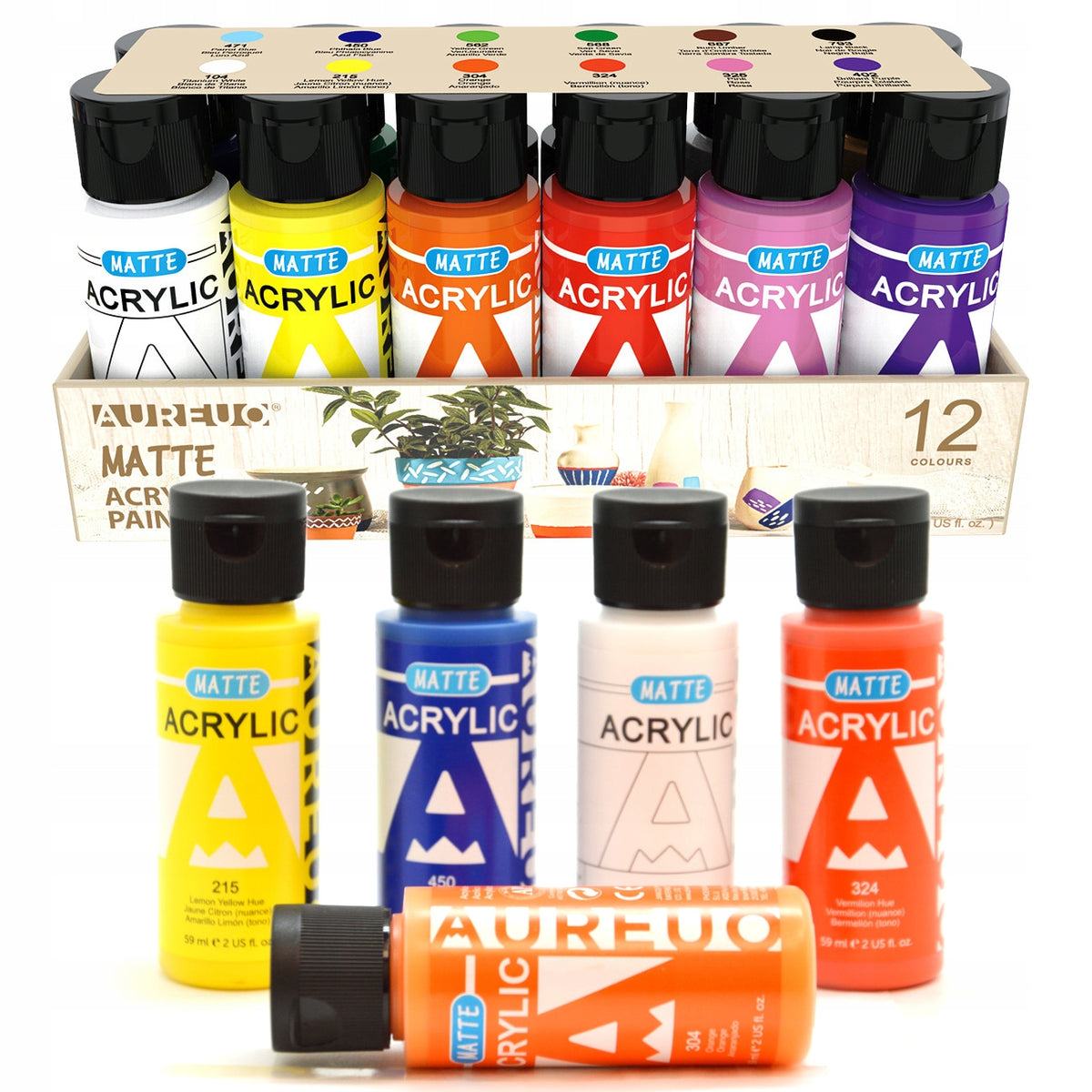 COLORI ACRILICI OPACHI - SET 12 FLACONI ML. 60 - COL. ASS. Immagine principale del prodotto