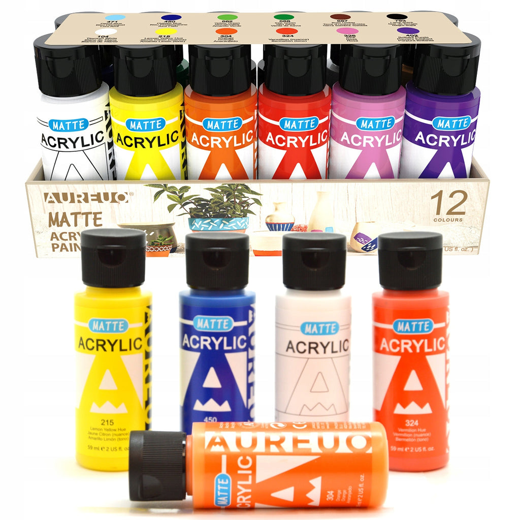 COLORI ACRILICI OPACHI - SET 12 FLACONI ML. 60 - COL. ASS.