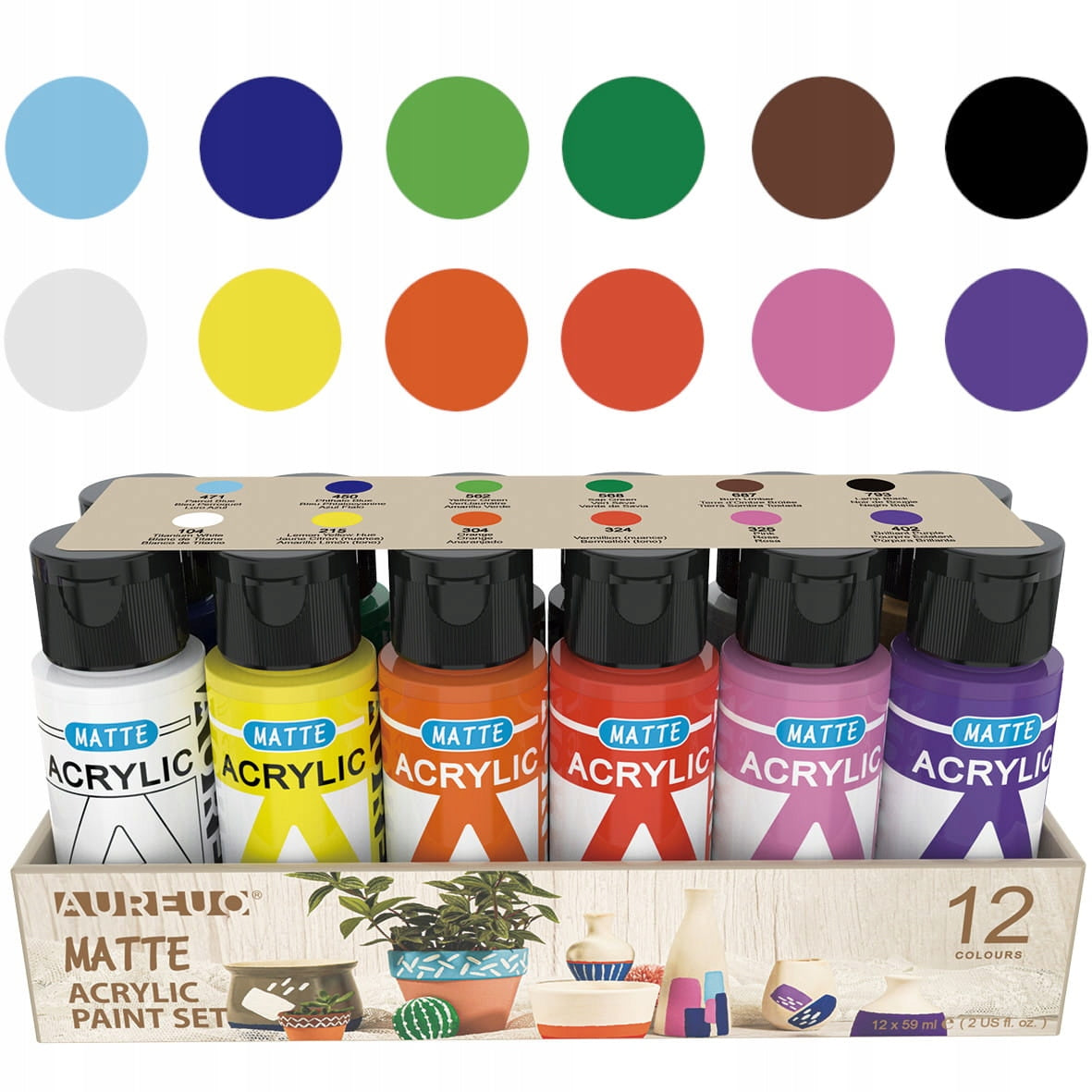 COLORI ACRILICI OPACHI - SET 12 FLACONI ML. 60 - COL. ASS. Immagine secondaria del prodotto