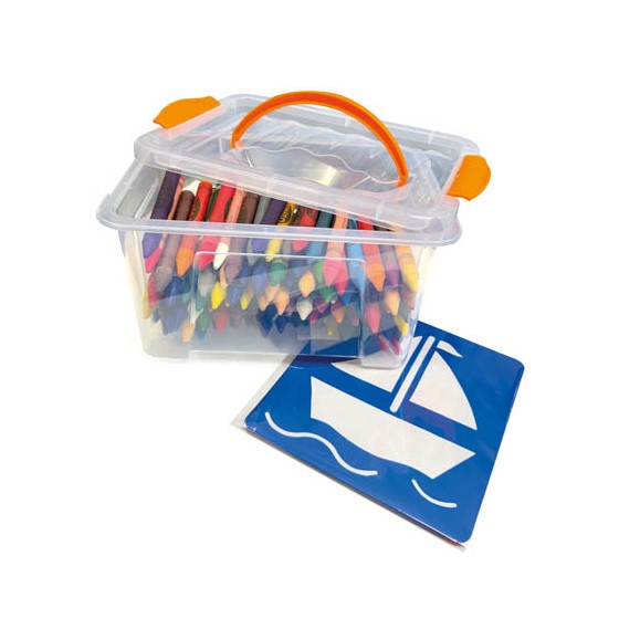 SCHOOLPACK - 100 PASTELLI A CERA JUMBO + 6 STENCIL Immagine principale del prodotto
