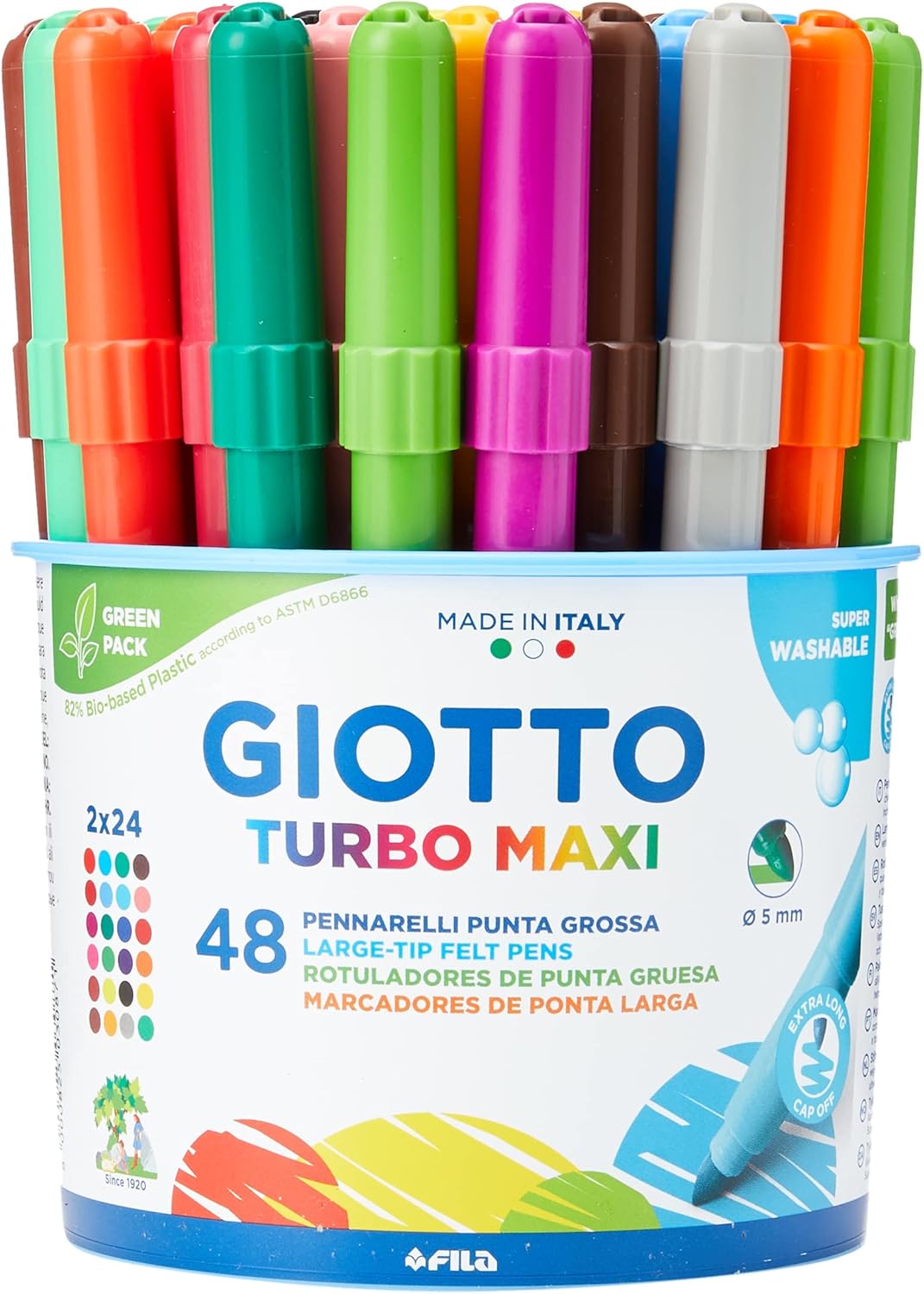 Pennarelli Turbo Maxi Giotto 48 in 24 Colori Barattolo