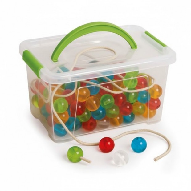 PERLE KRISTALL MM.25  - BAULETTO 108 PZ. COLORI ASS.+ 4 LACCI COLORATI