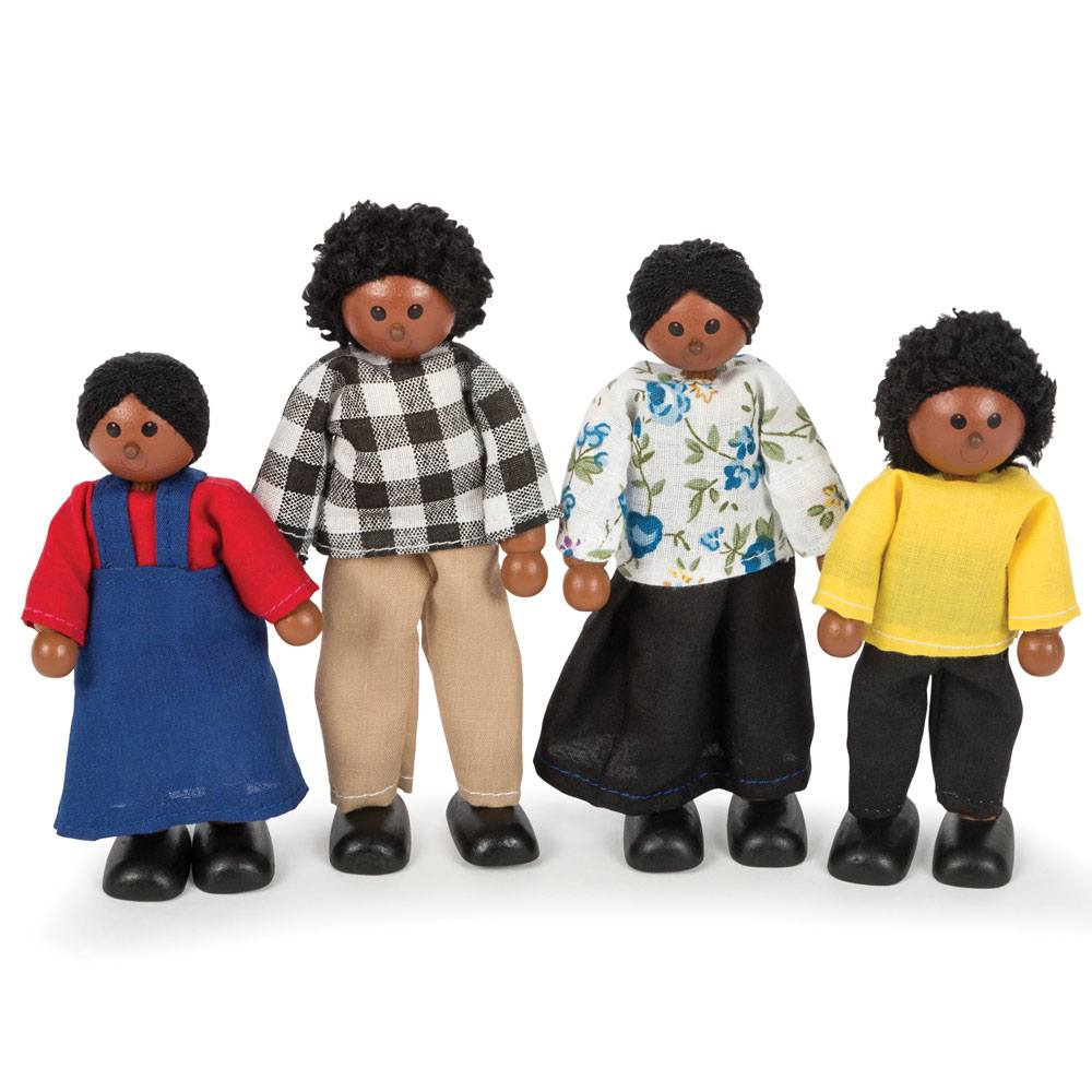 Personaggi In Legno - Famiglia Africana Set 4 Pezzi