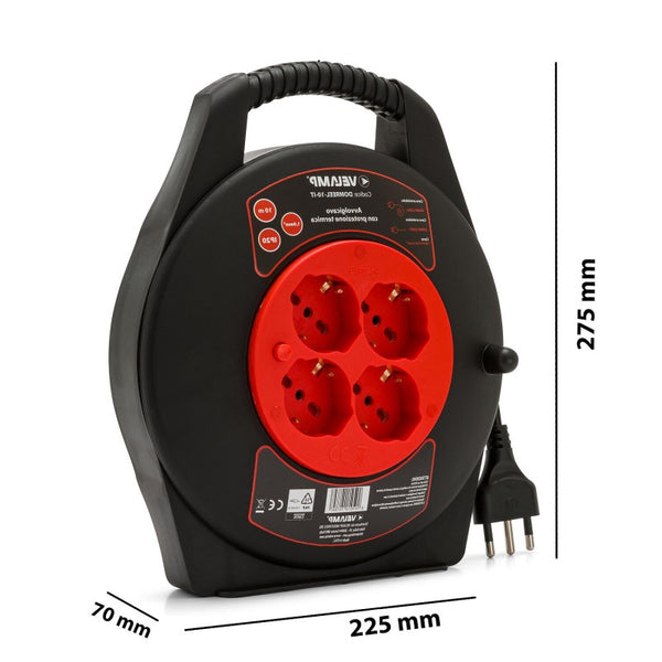 Avvolgicavo Domestico 10 Mt - 4 Prese Net