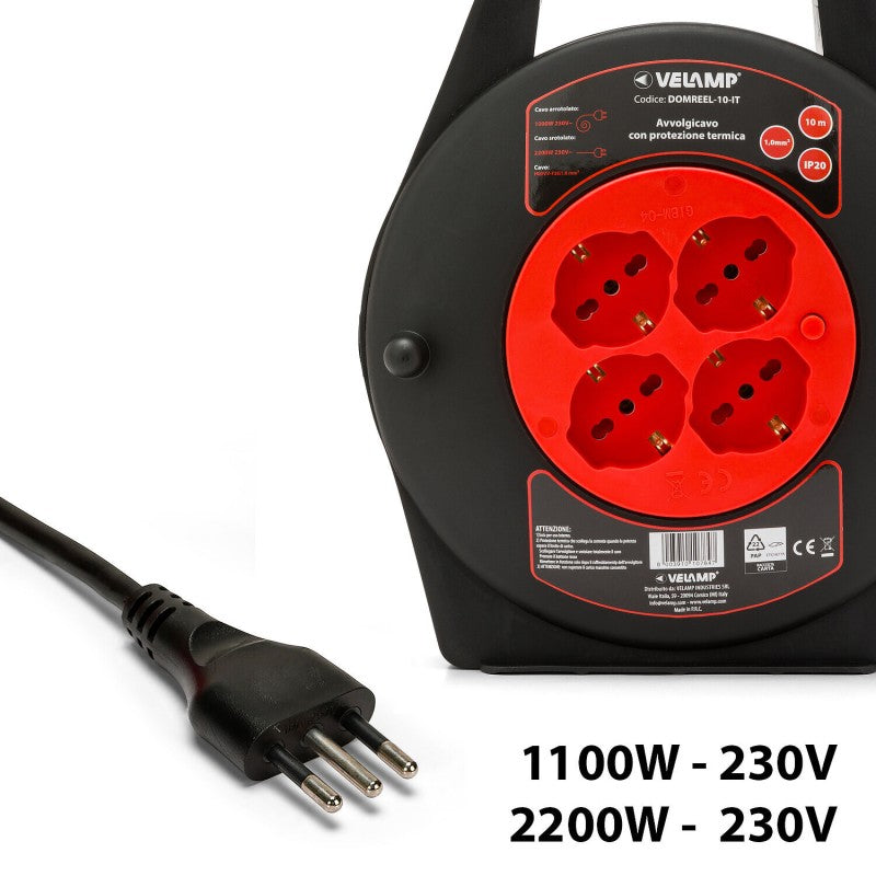 Avvolgicavo Domestico 10 Mt - 4 Prese Net