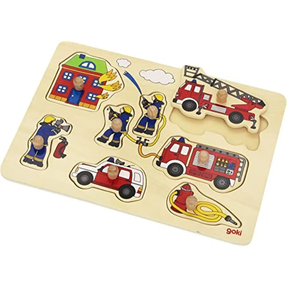 Puzzle Legno Con Pomelli Cm. 30X21 - Pompieri