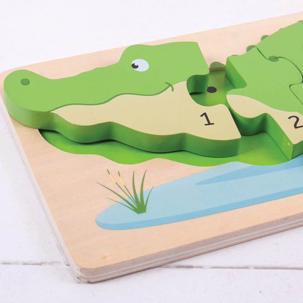 Puzzle Legno Coccodrillo Dei Numeri