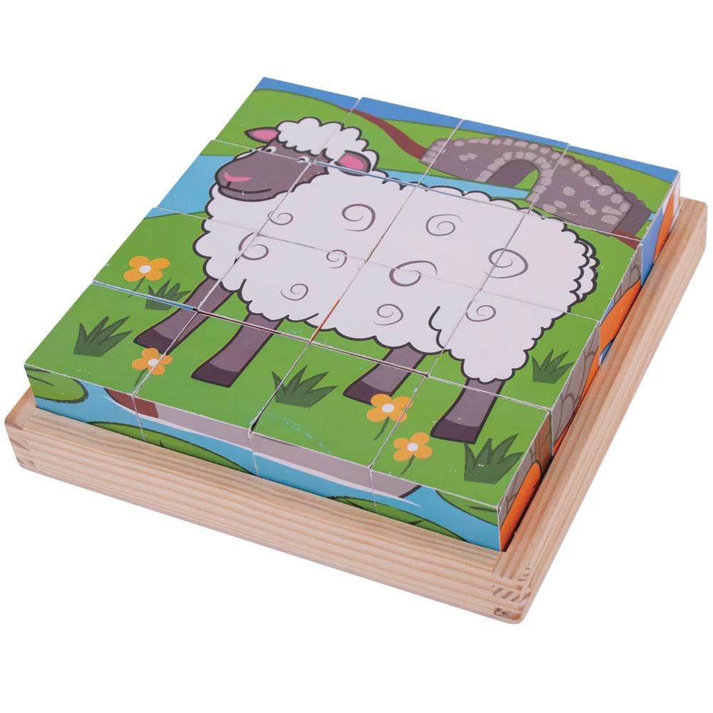 Puzzle Cubi In Legno - Fattoria