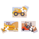 Puzzle Legno Mezzi Di Lavoro - Set 3 Pezzi