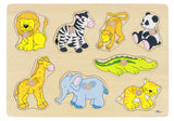 Puzzle Legno Con Pomelli Cm. 30X21 - Zoo Degli Animali