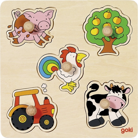 Puzzle Legno Con Pomelli Cm. 21X21 - In Campagna Immagine principale del prodotto