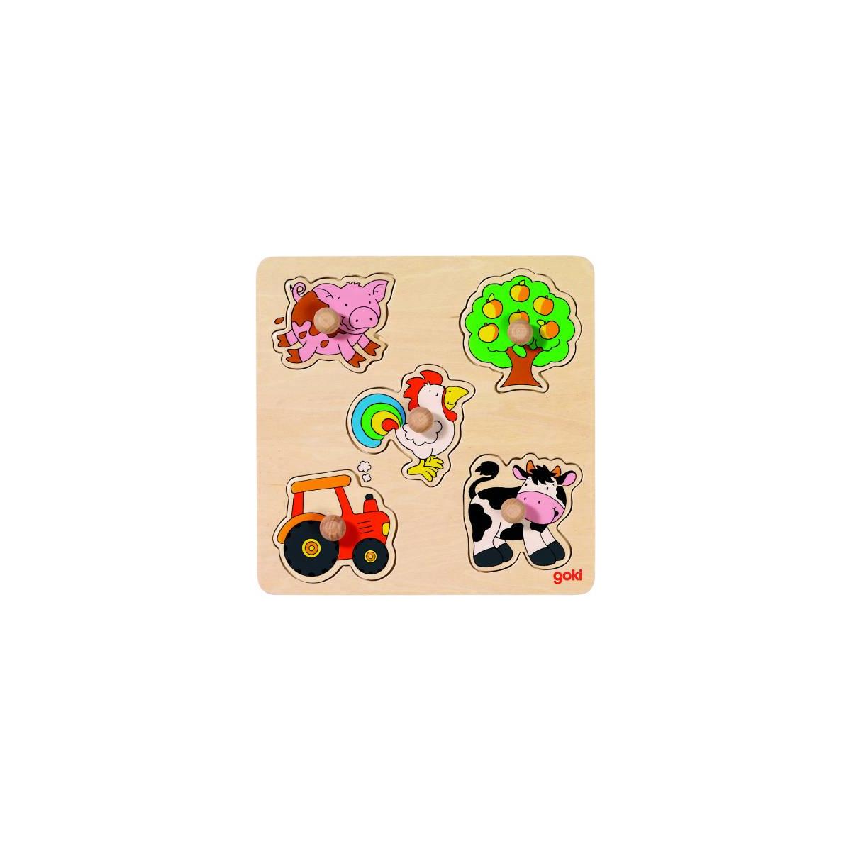Puzzle Legno Con Pomelli Cm. 21X21 - In Campagna Immagine secondaria del prodotto