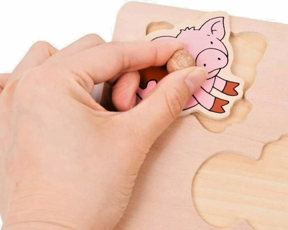 Puzzle Legno Con Pomelli Cm. 21X21 - In Campagna