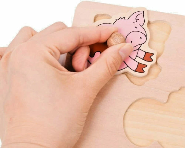 Puzzle Legno Con Pomelli Cm. 21X21 - In Campagna
